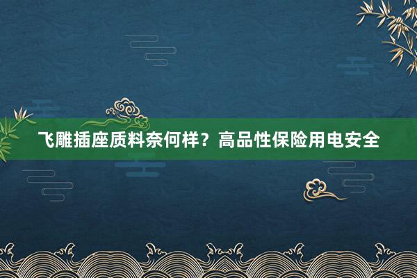 飞雕插座质料奈何样？高品性保险用电安全
